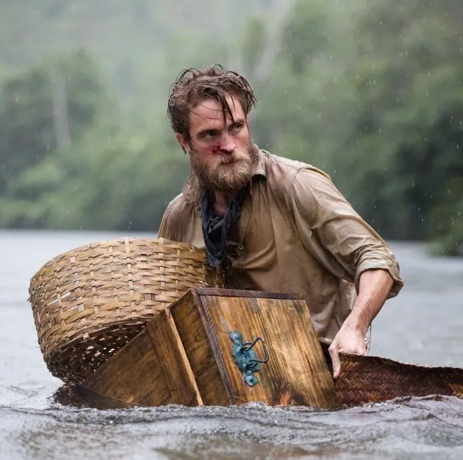 The Lost City of Z movie with jungle backdrop and explorer gear