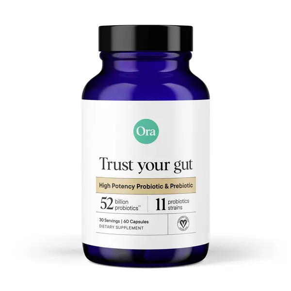 Ora Organic Probiotic in clean white and green packaging