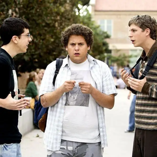 Superbad movie poster with Jonah Hill and Michael Cera